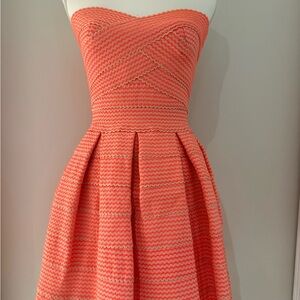 Elegant Coral Strapless Dress